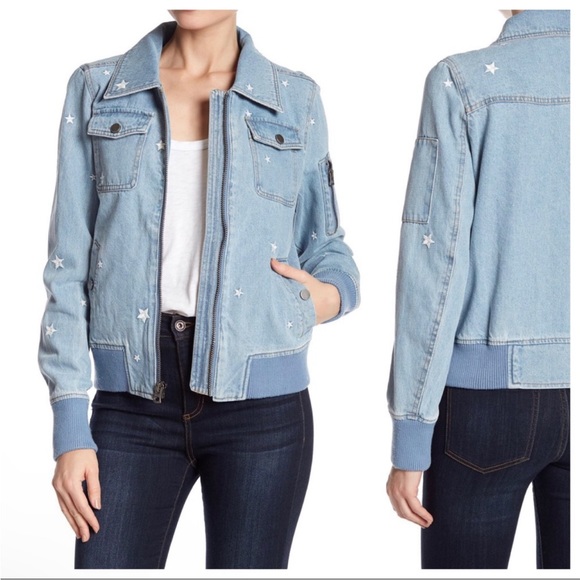 Lucky Brand Medium Denim Jean Jacket with Embroidered Stars - Picture 16 of 16